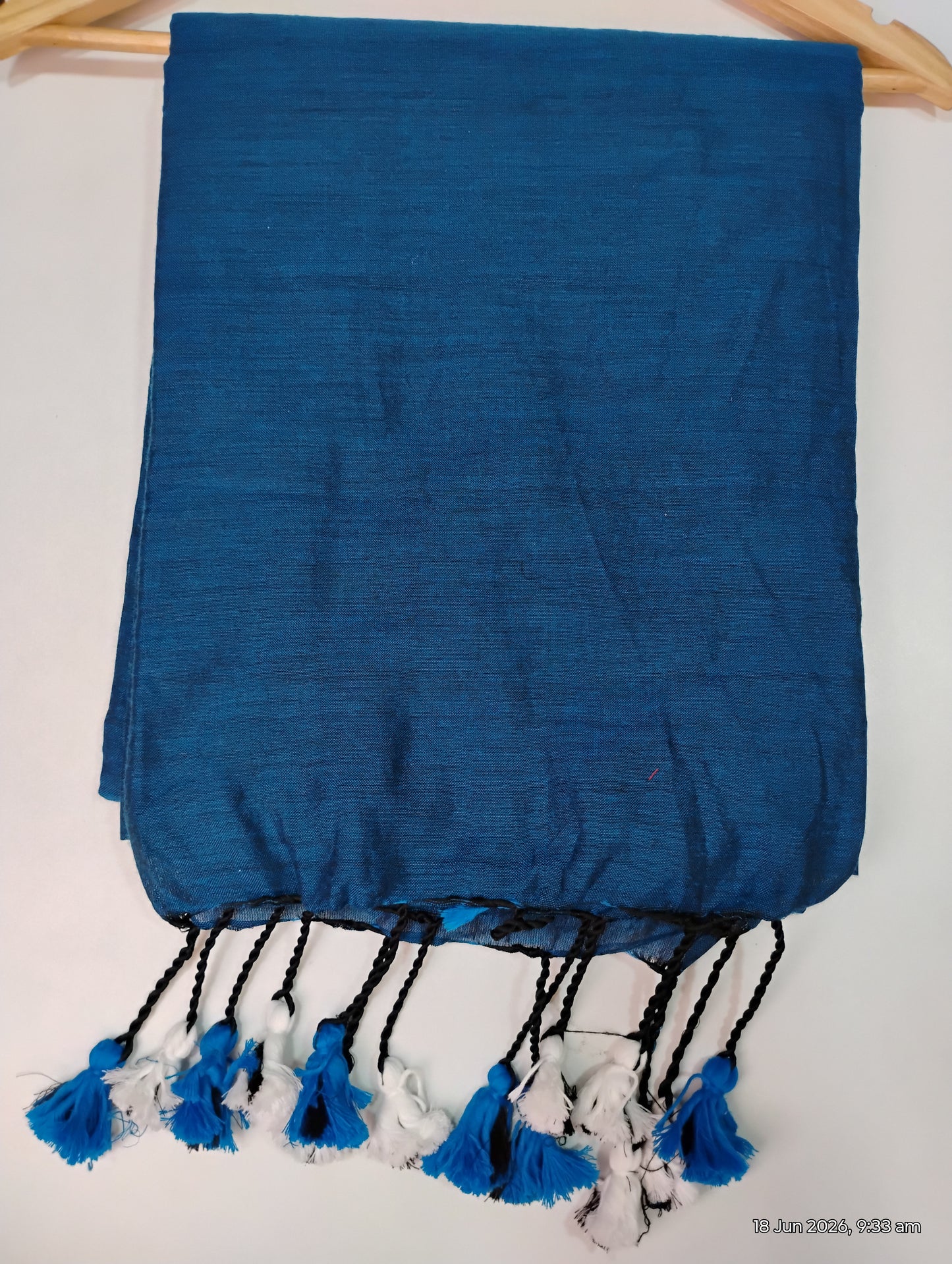 Teal Blue Khadi Cotton Saree