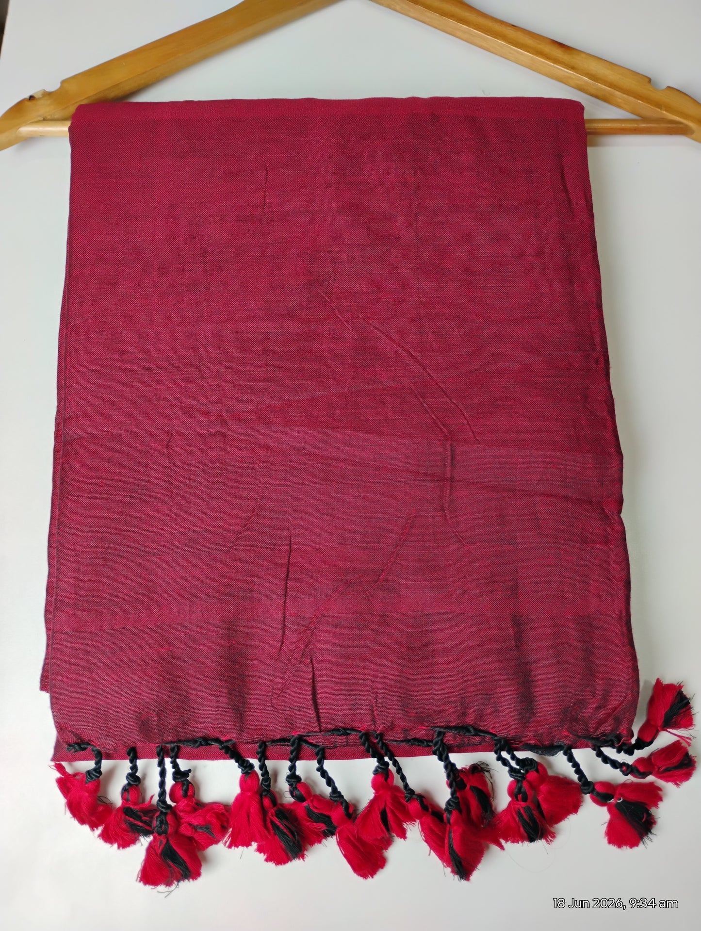 Maroon Khadi Cotton Saree