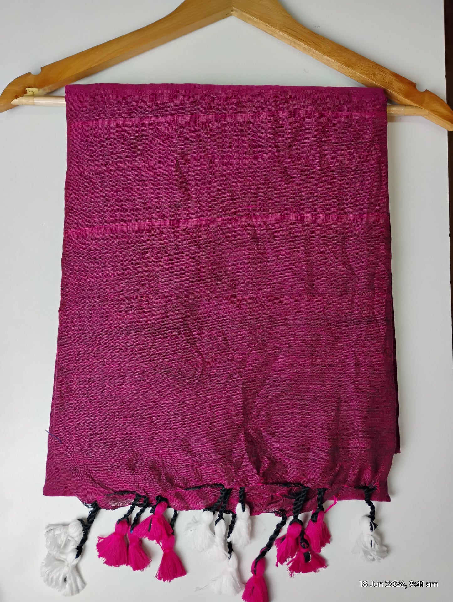 Magenta Khadi Cotton Saree
