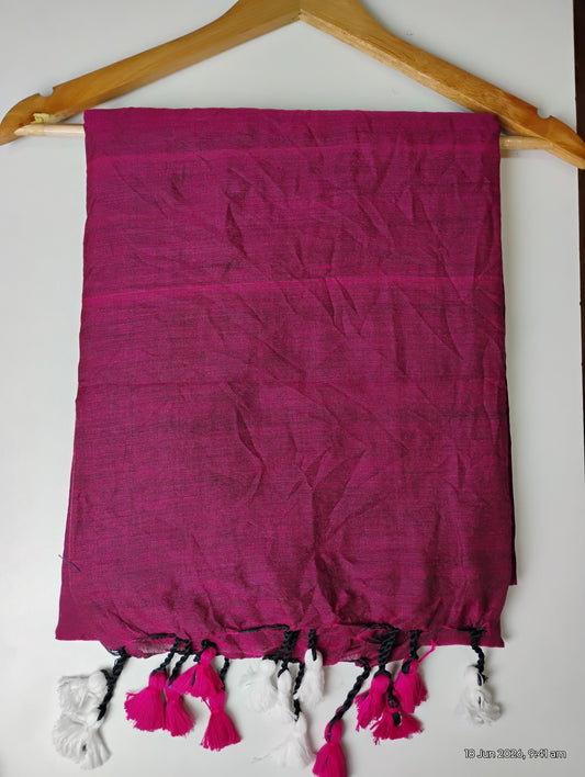 Magenta Khadi Cotton Saree