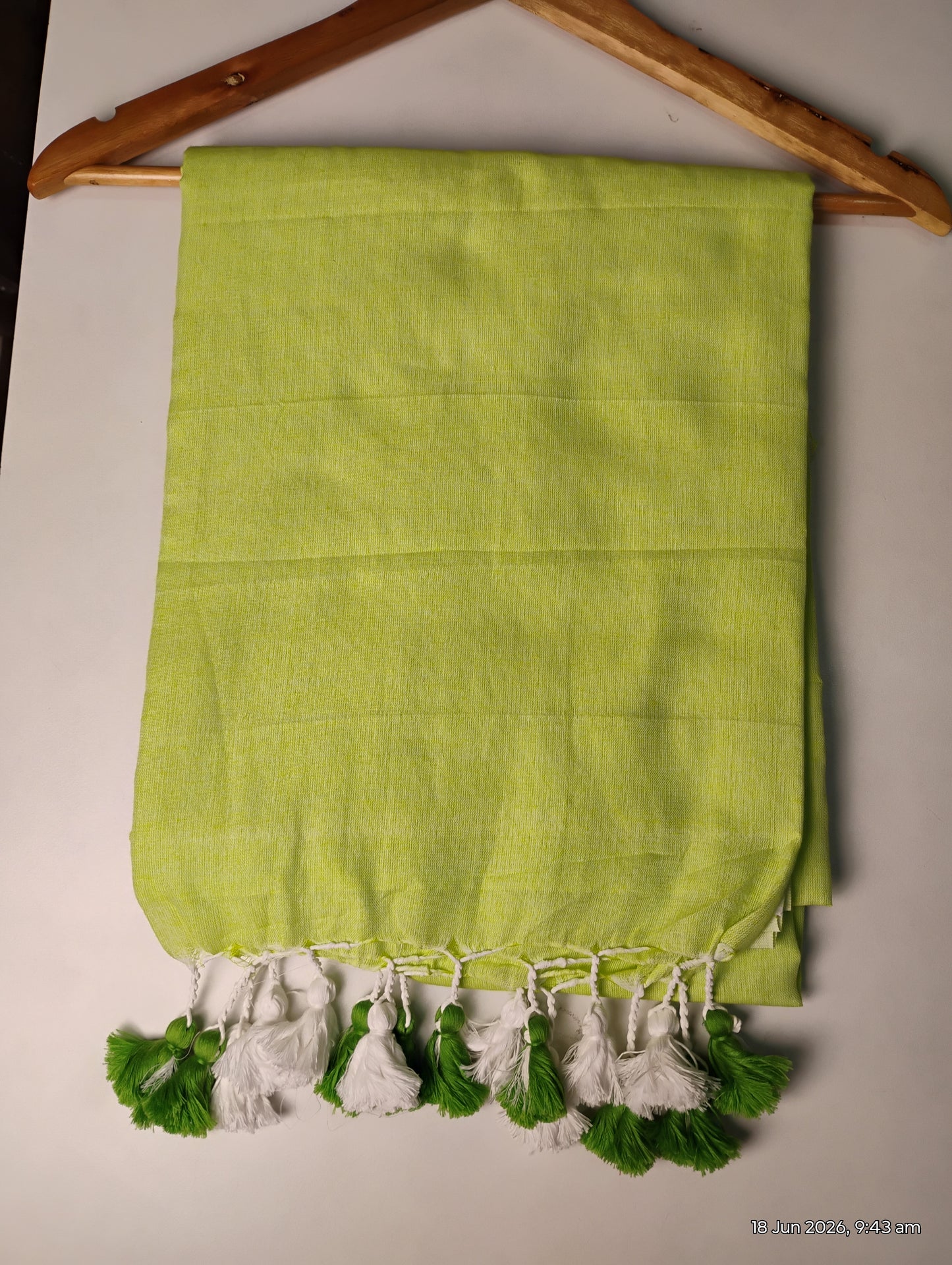 Slime Green Khadi Cotton Saree