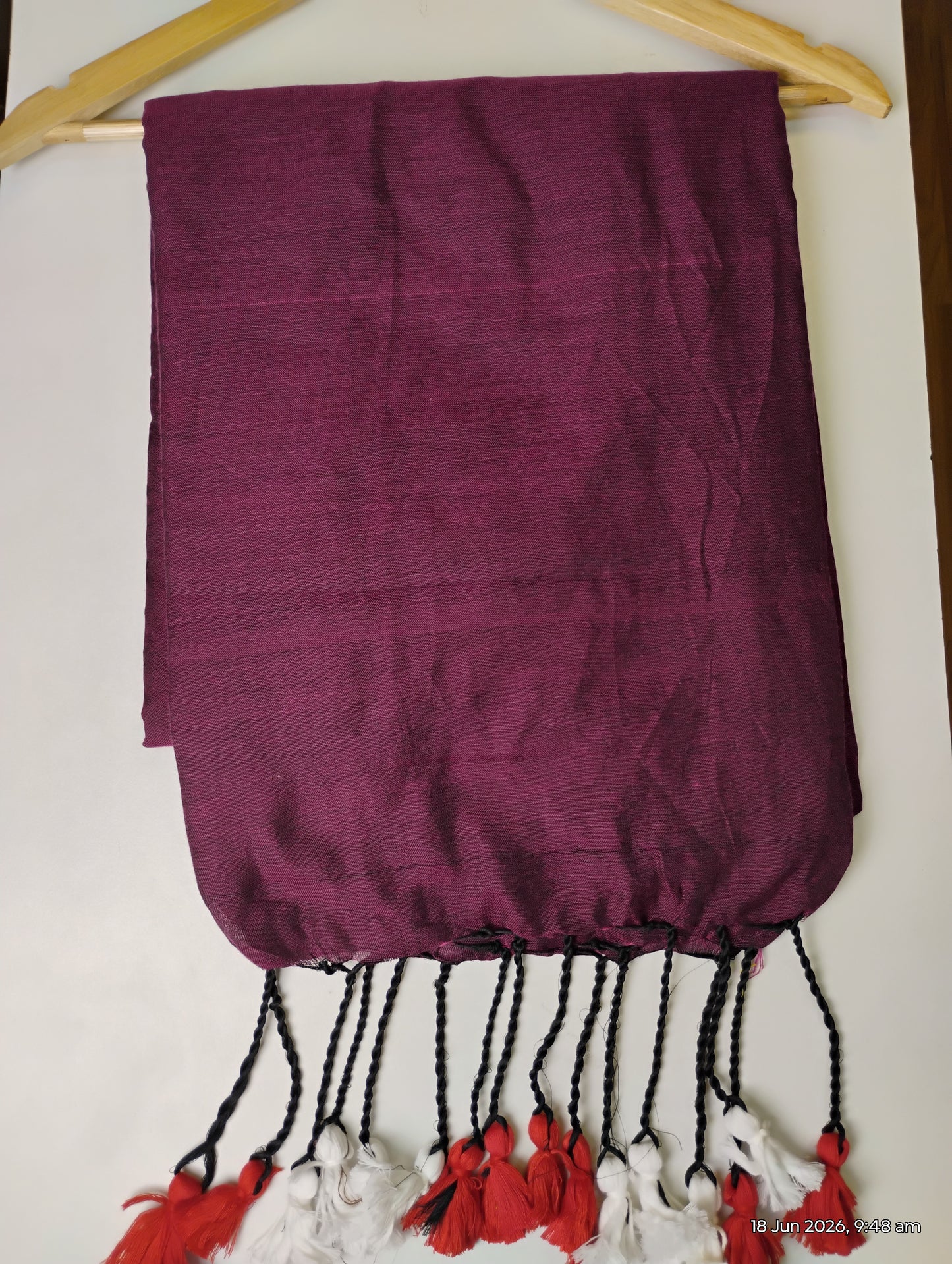 Wine Khadi Cotton Saree