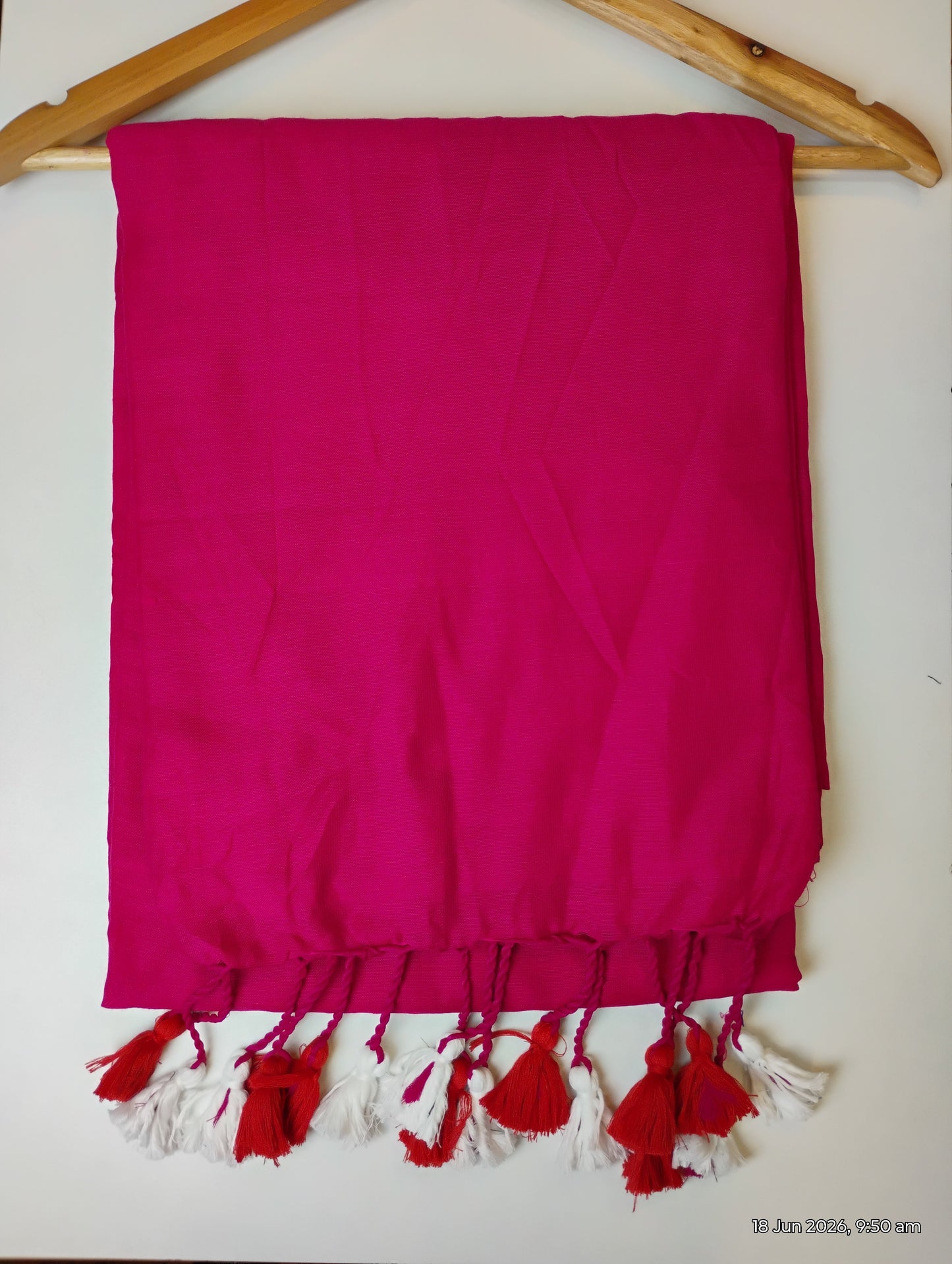 Dark Pink Khadi Cotton Saree