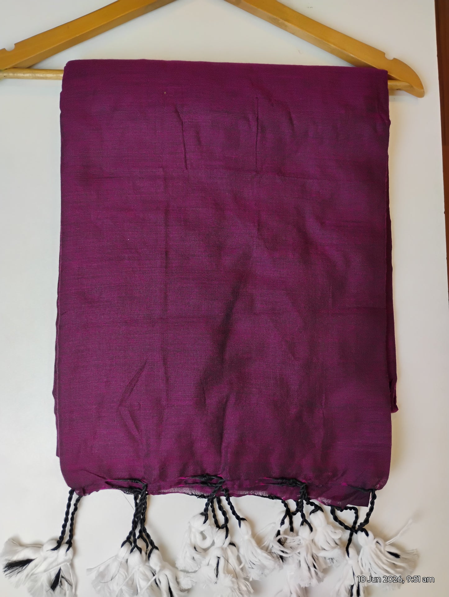 Wine Khadi Cotton Saree