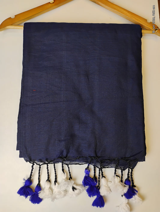 Navy Blue Khadi Cotton Saree