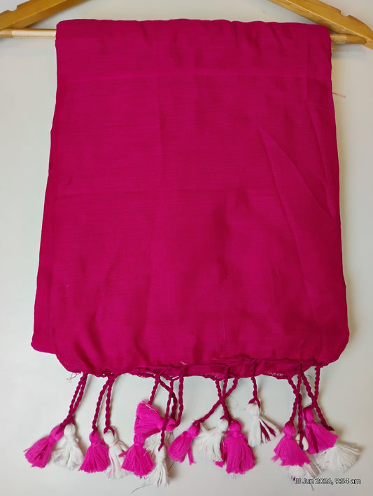 Dark Pink Khadi Cotton Saree