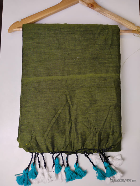 Mehendi Green Khadi Cotton Saree