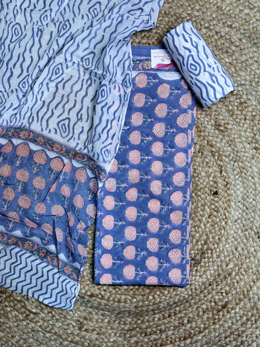 Blue Unstitched Salwar Suit