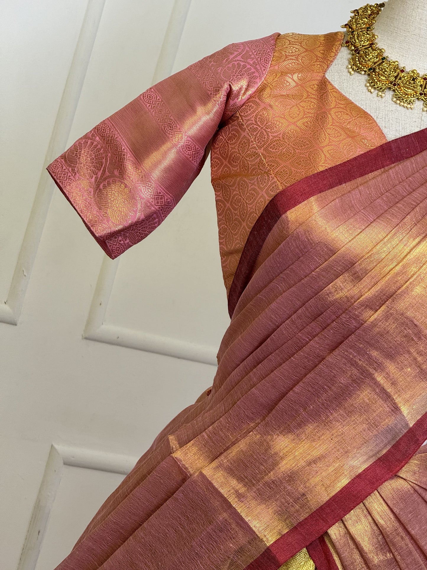 Golden Pink Half Saree Set