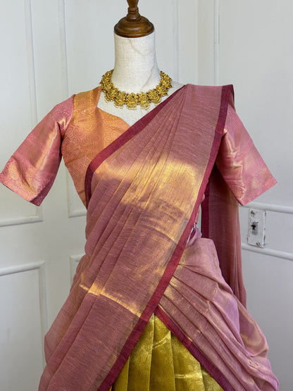 Golden Pink Half Saree Set