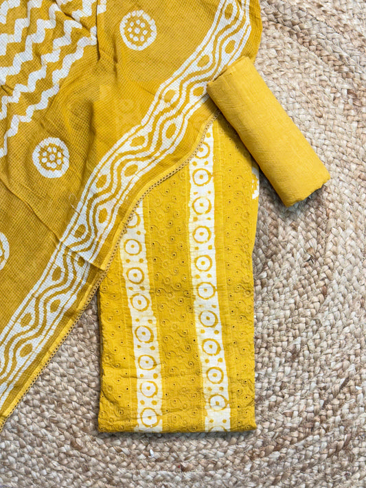 Yellow Unstitched Salwar Suit