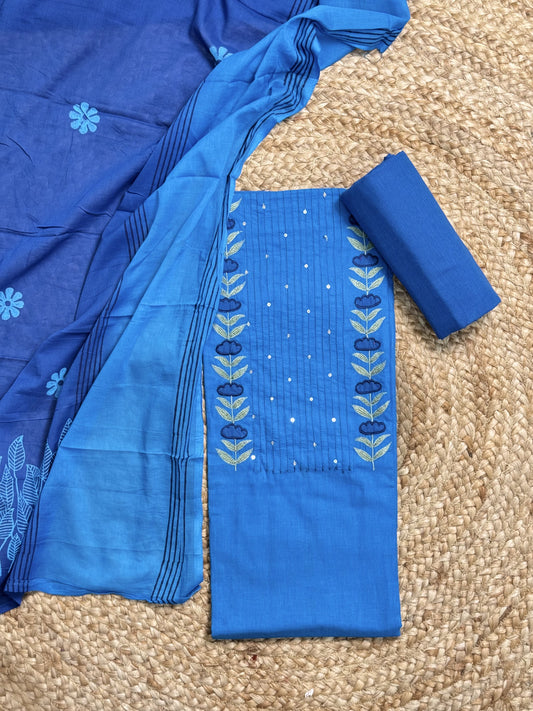 Blue Unstitched Salwar Suit