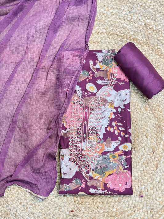 Majenta Unstitched Salwar Suit