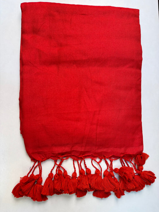 Red Khadi Cotton Saree