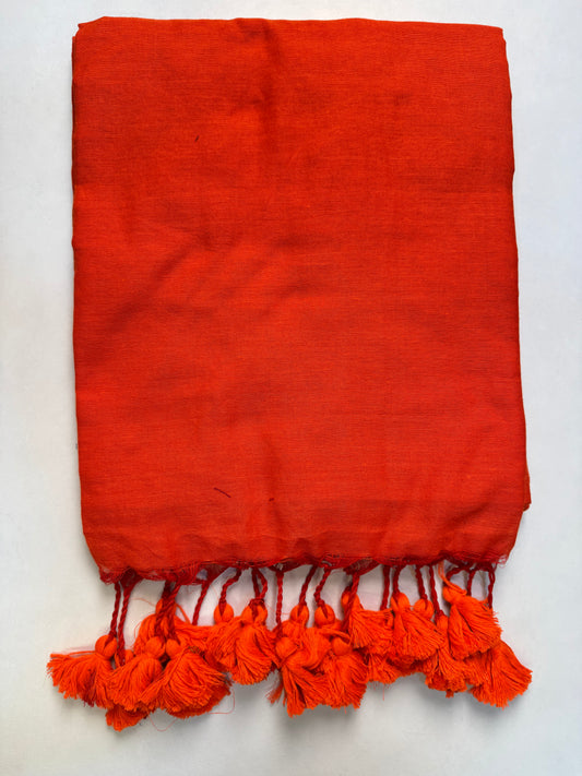 Orange Khadi Cotton Saree