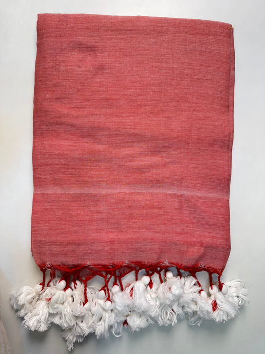 Light Peach Khadi Cotton Saree