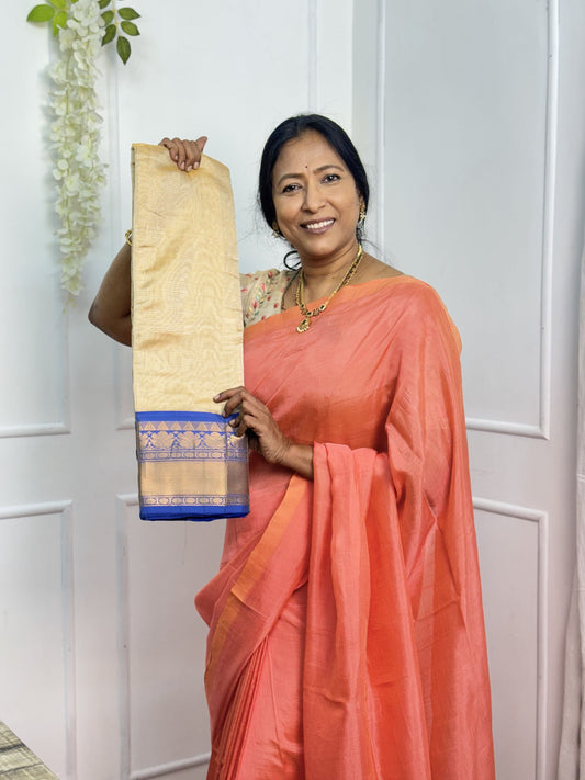 Sandal with Contrast Border Mangalgiri Silk Saree