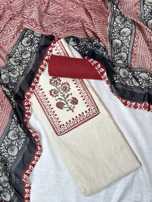 White Unstitched Salwar Suit