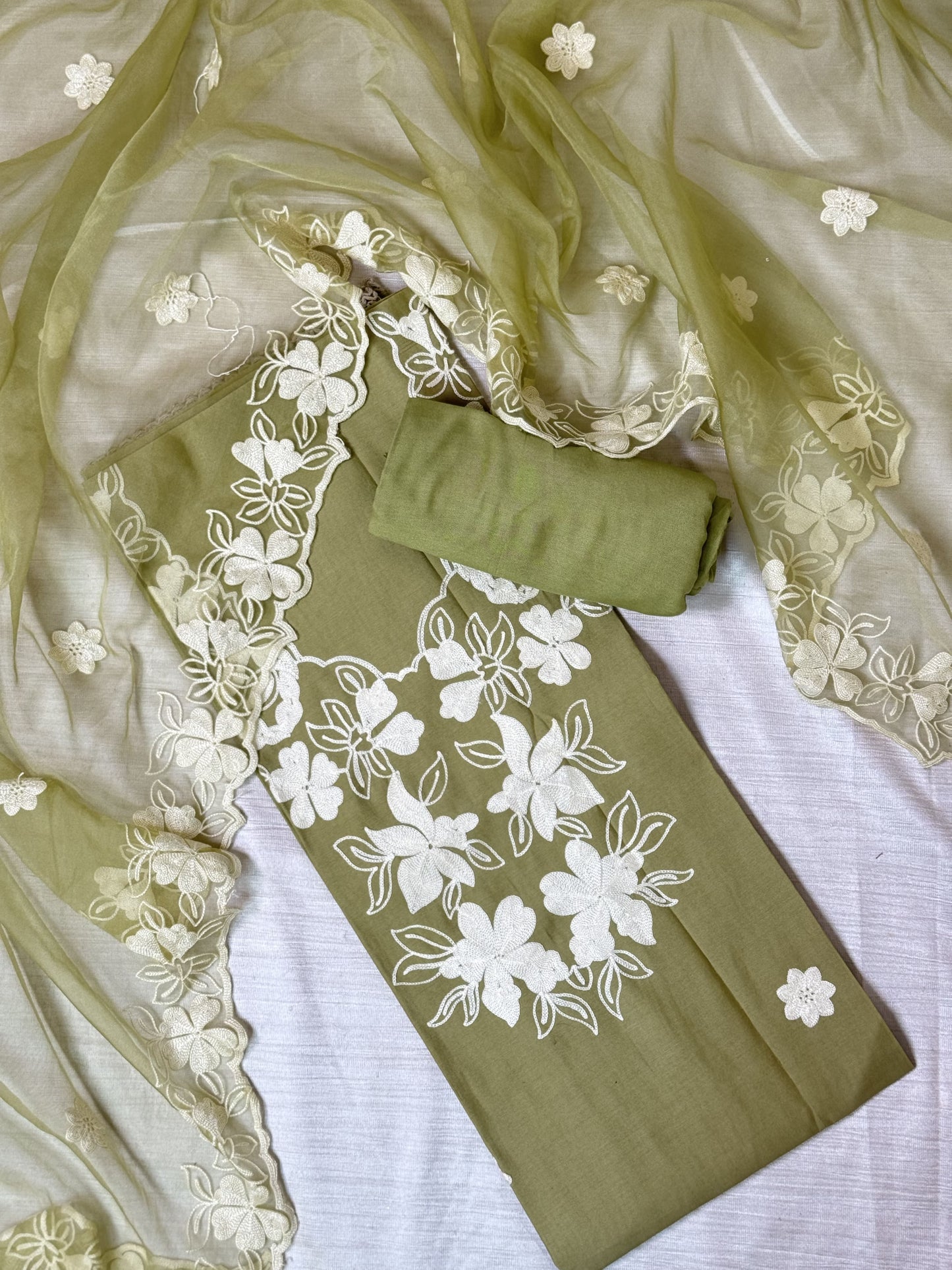 Moss Green Unstitched Salwar Suit