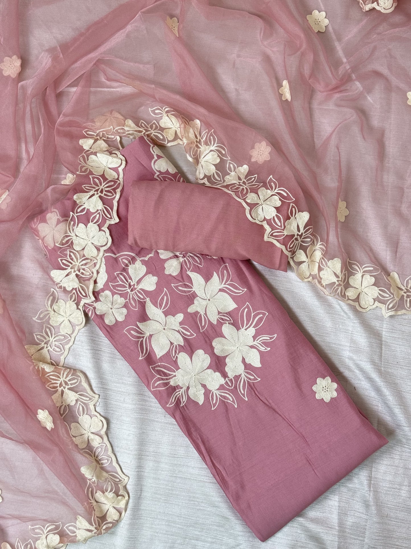 Light Pink Unstitched Salwar Suit