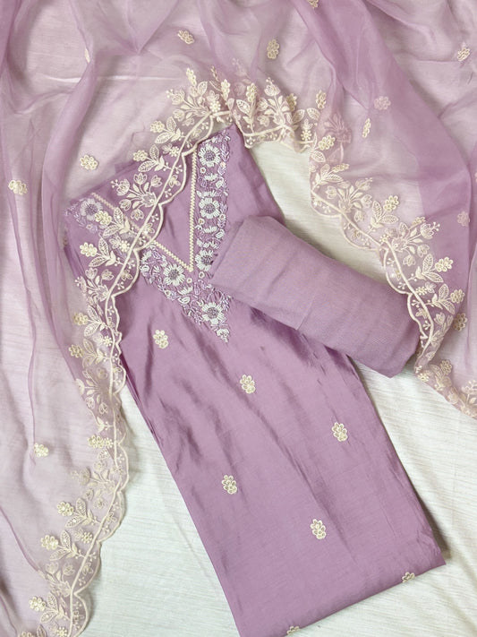 Lavender Unstitched Salwar Suit