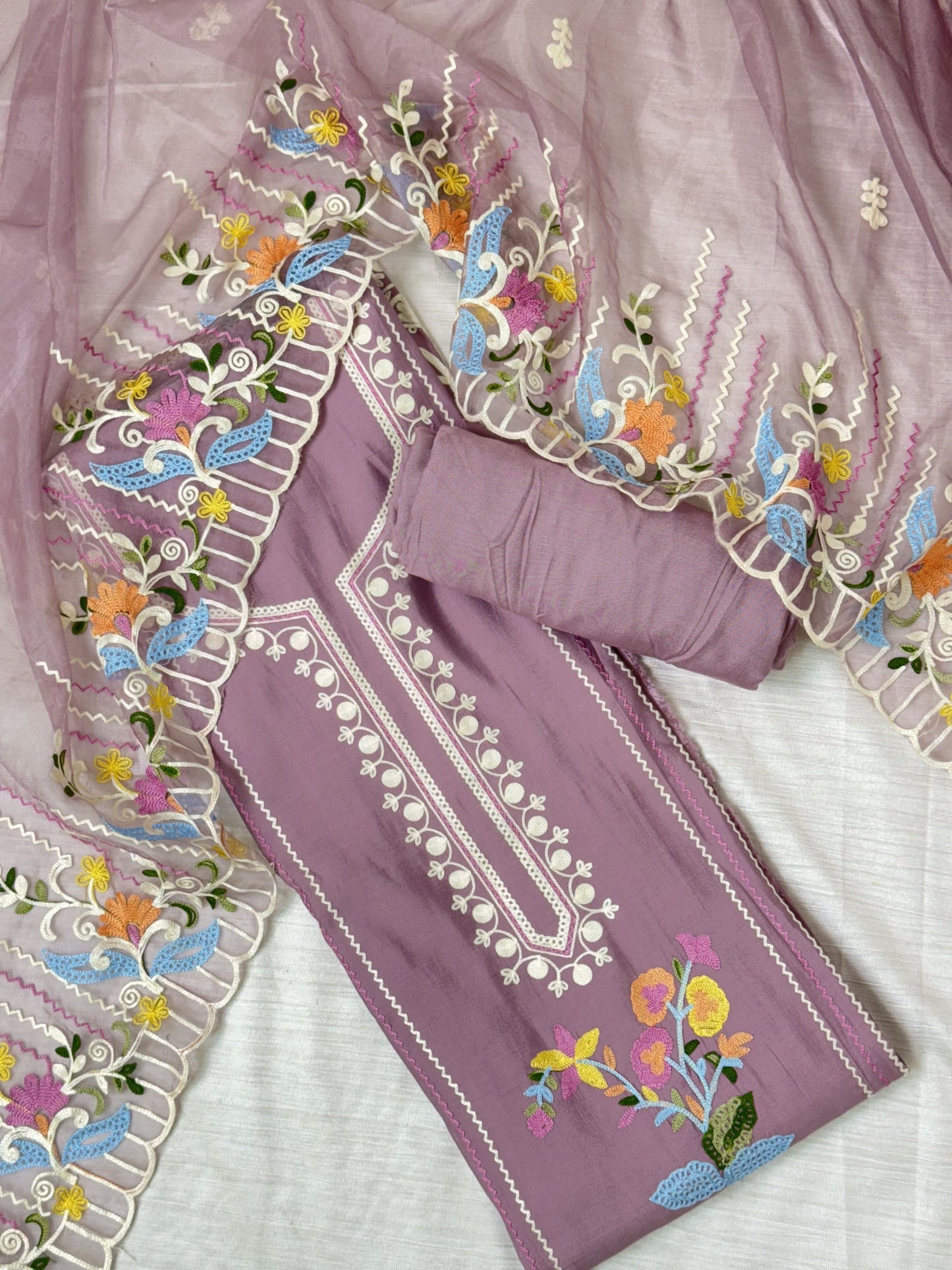 Pastel Pink Unstitched Salwar Suit