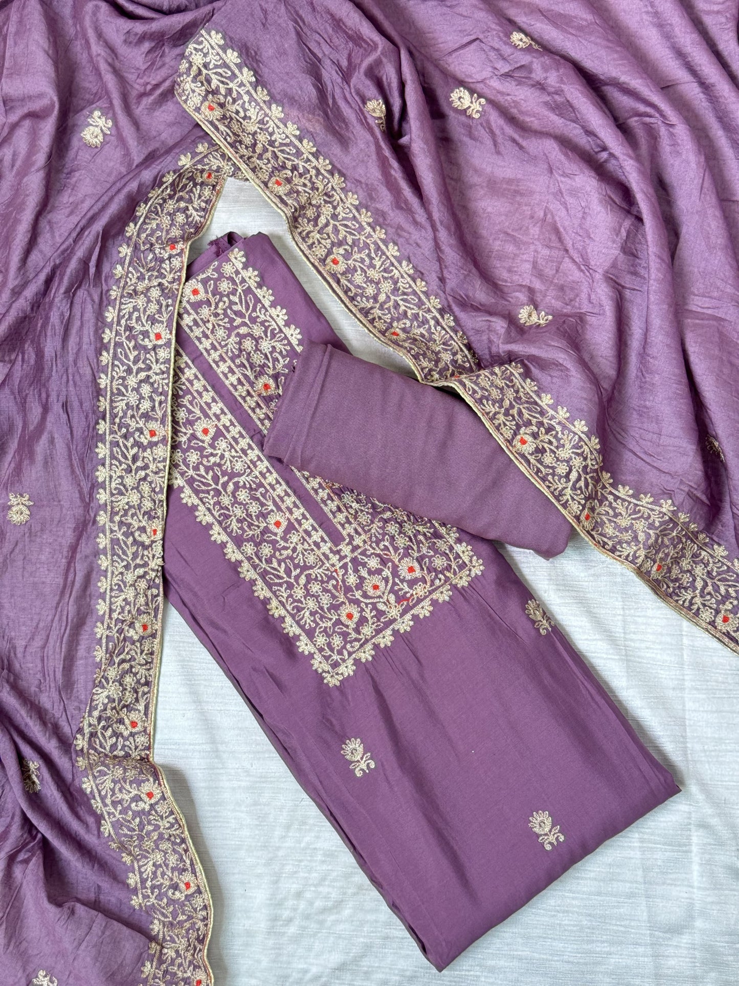 Lavender Unstitched Salwar Suit