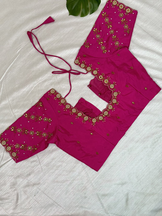 Pink Ready to Wear Hand Work Blouse