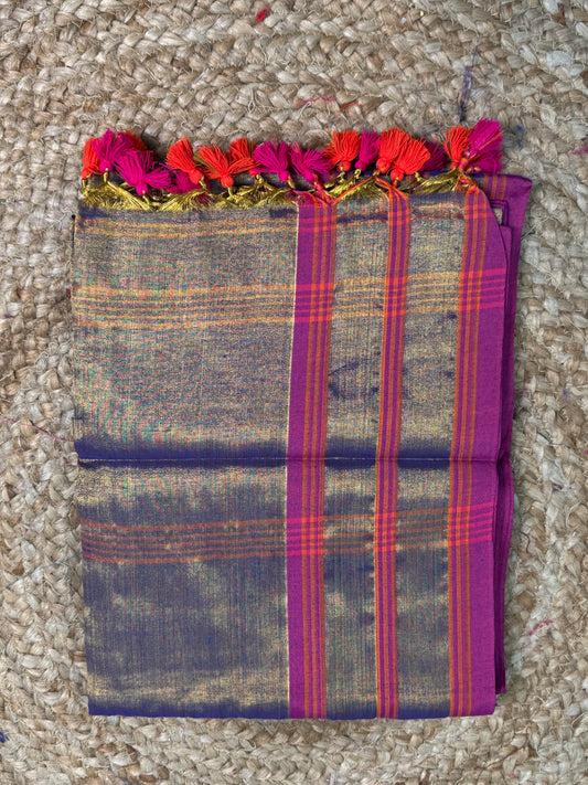 Light Lavendar Plain Tissue Saree