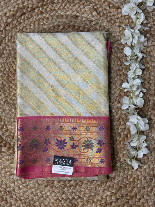 Half White Semi Kathan Saree