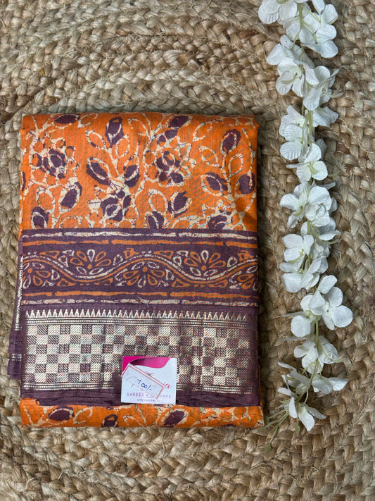 Orange Tissue Saree