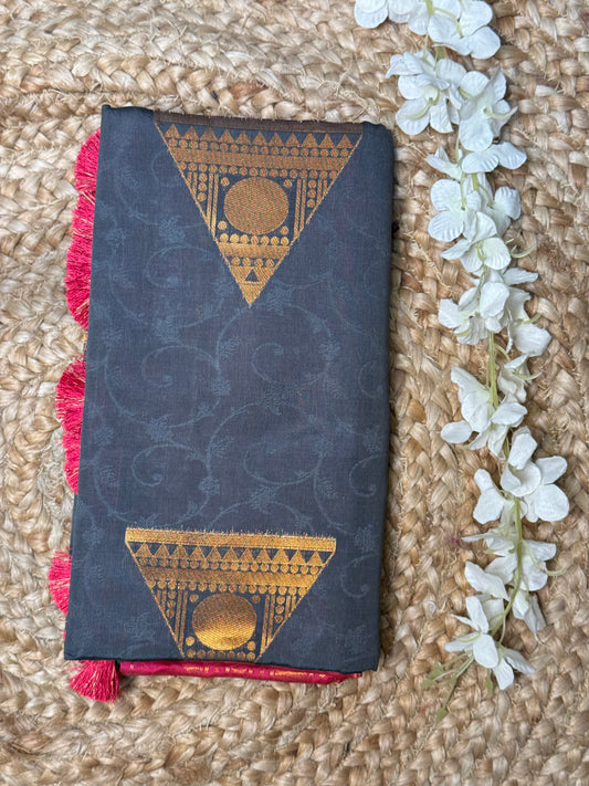Grey Poly Silk Saree