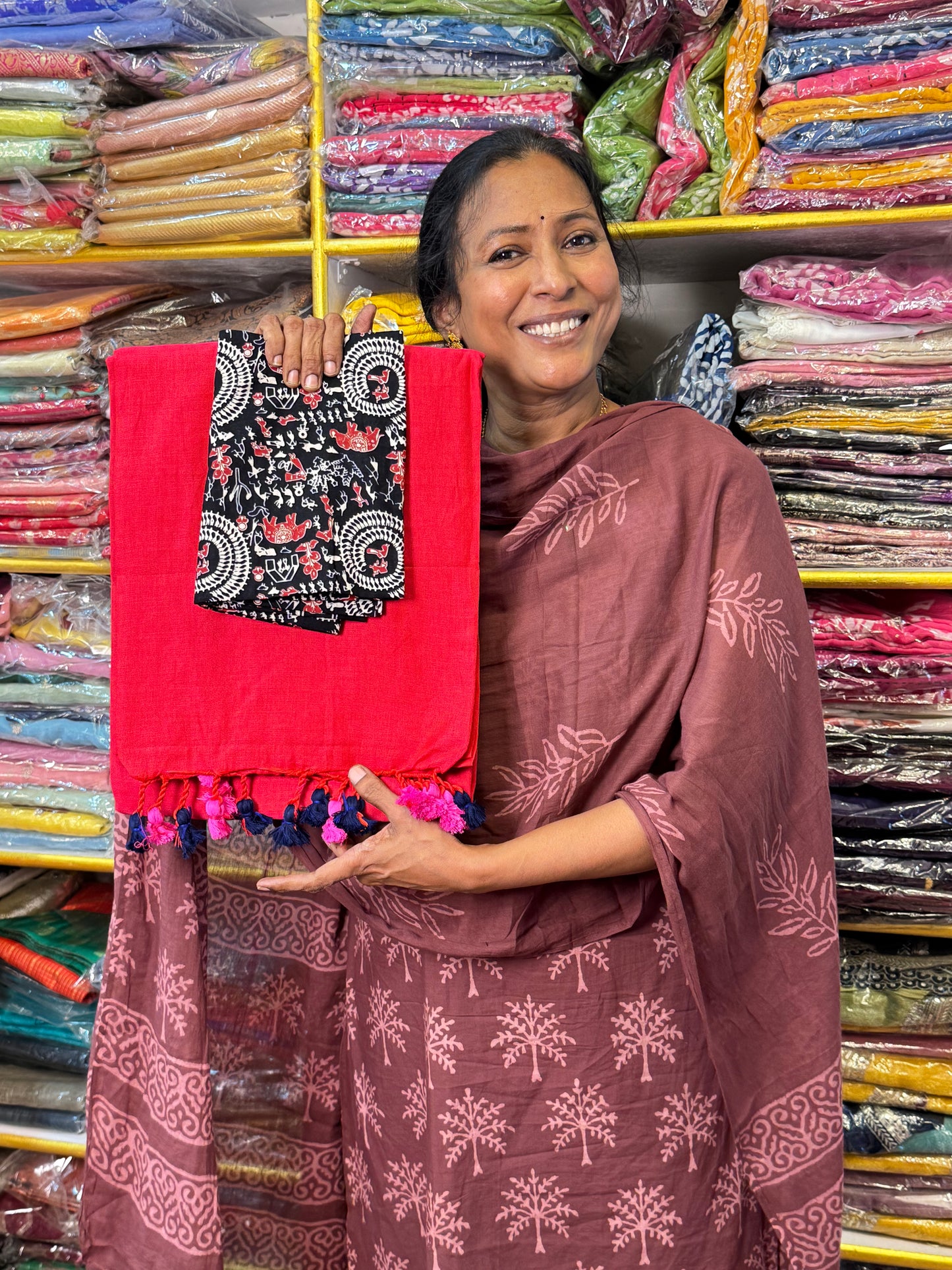 pink Khadi Cotton Saree