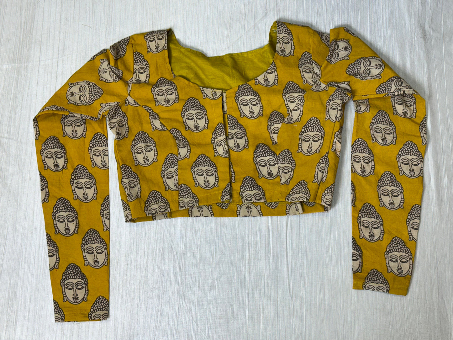 Yellow Kalamkaari Ready to Wear Blouse