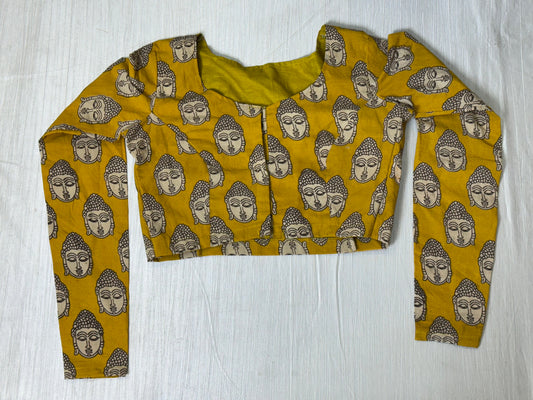 Yellow Kalamkaari Ready to Wear Blouse