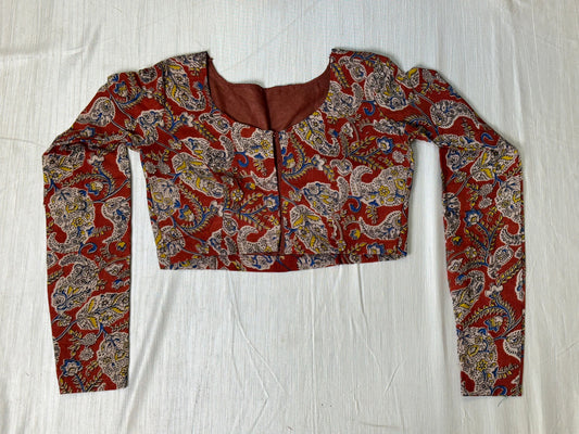 Red Kalamkaari Ready to Wear Blouse