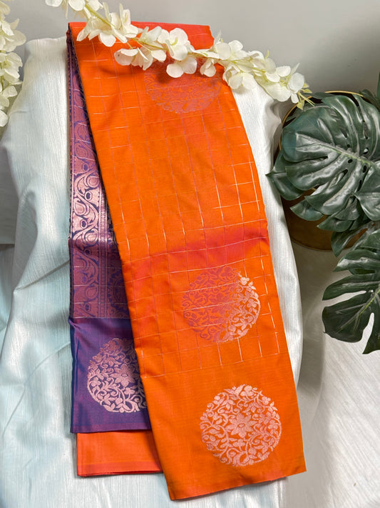 Carrot Colour Soft Silk Saree