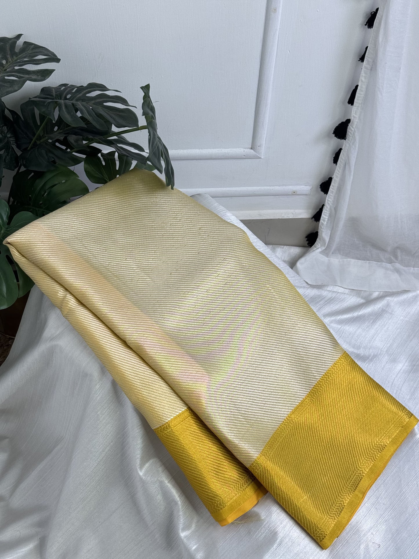 Light Yellow Tissue Saree