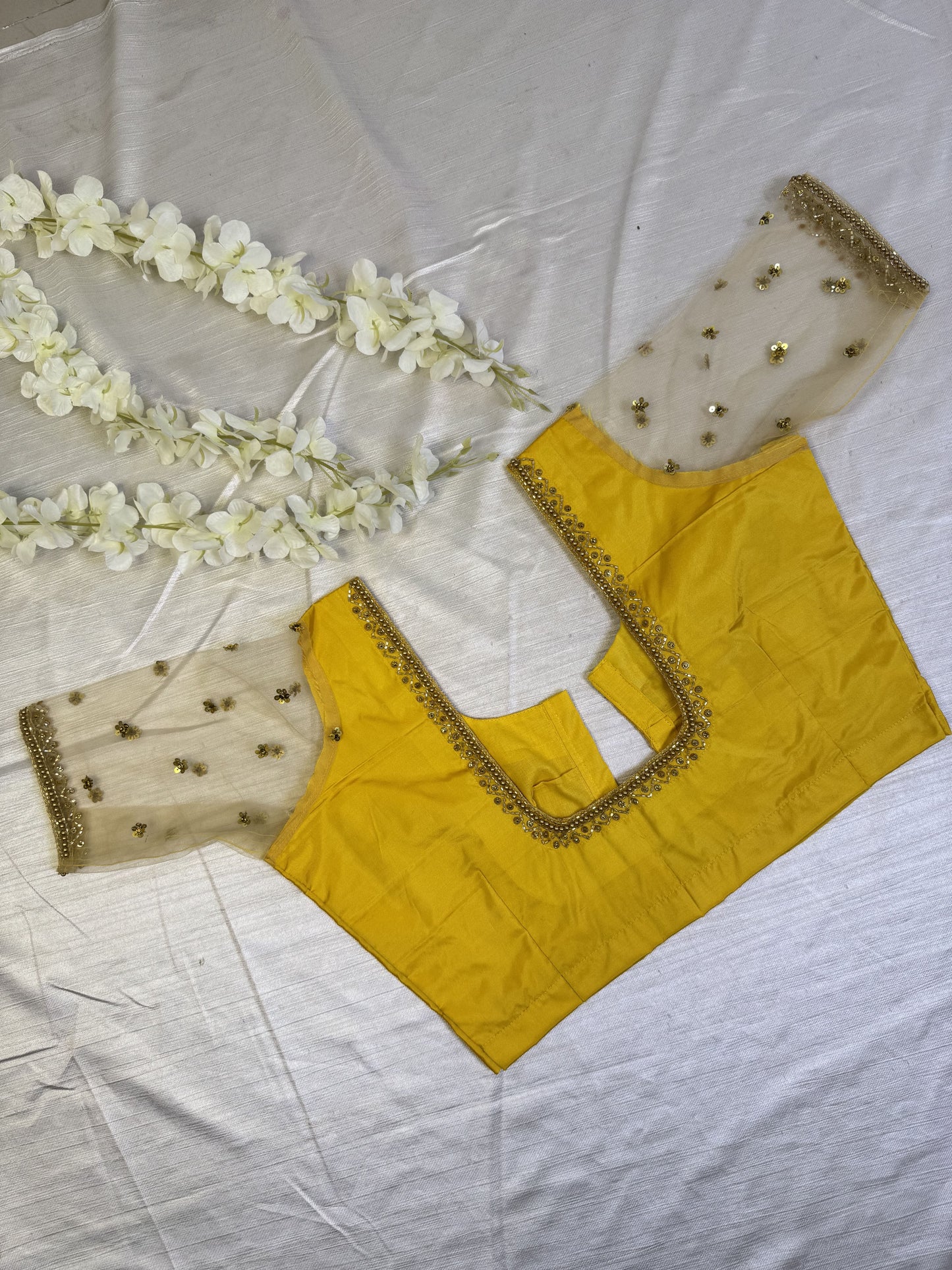 Yellow Ready to Wear Hand Work Blouse