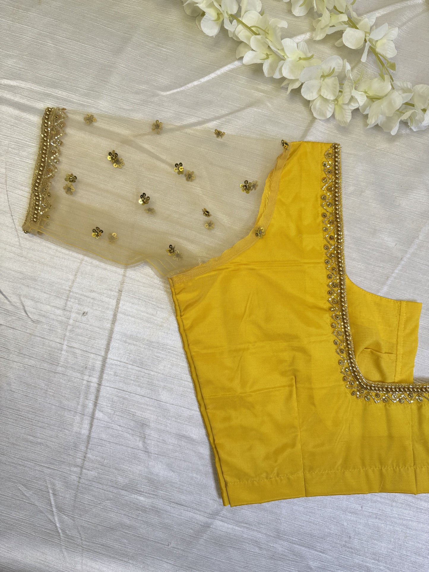 Yellow Ready to Wear Hand Work Blouse