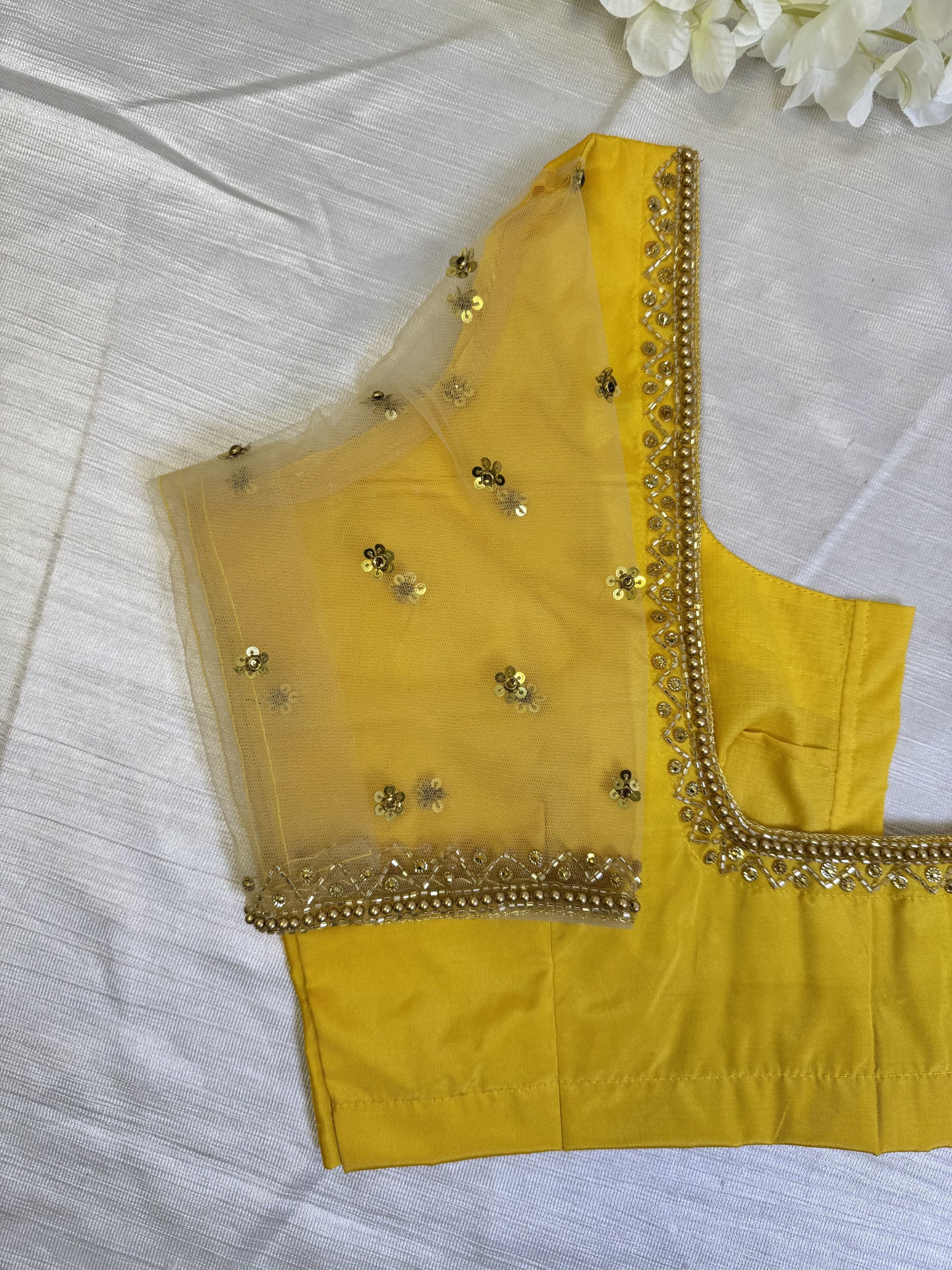 Yellow Ready to Wear Hand Work Blouse