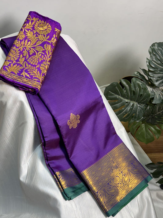 Purple Soft Silk Saree with Work Blouse Combo