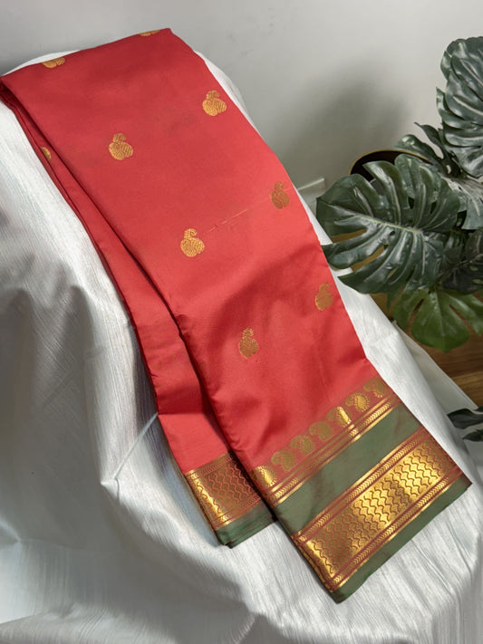 Tomato Pink Soft Silk Saree