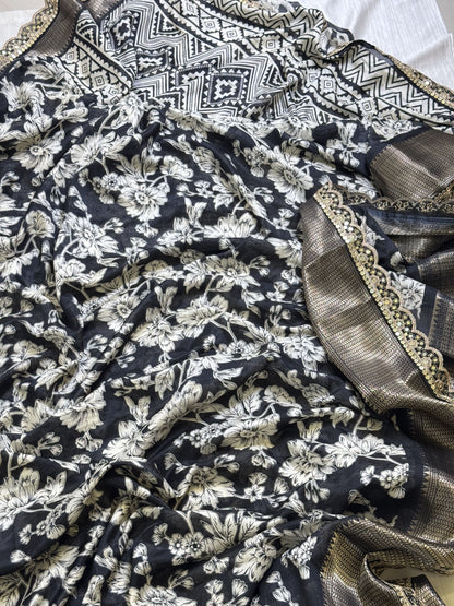 Black Saree with work blouse