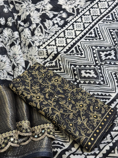 Black Saree with work blouse