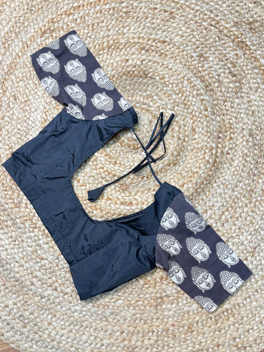 Black Kalamkaari Ready to Wear Blouse