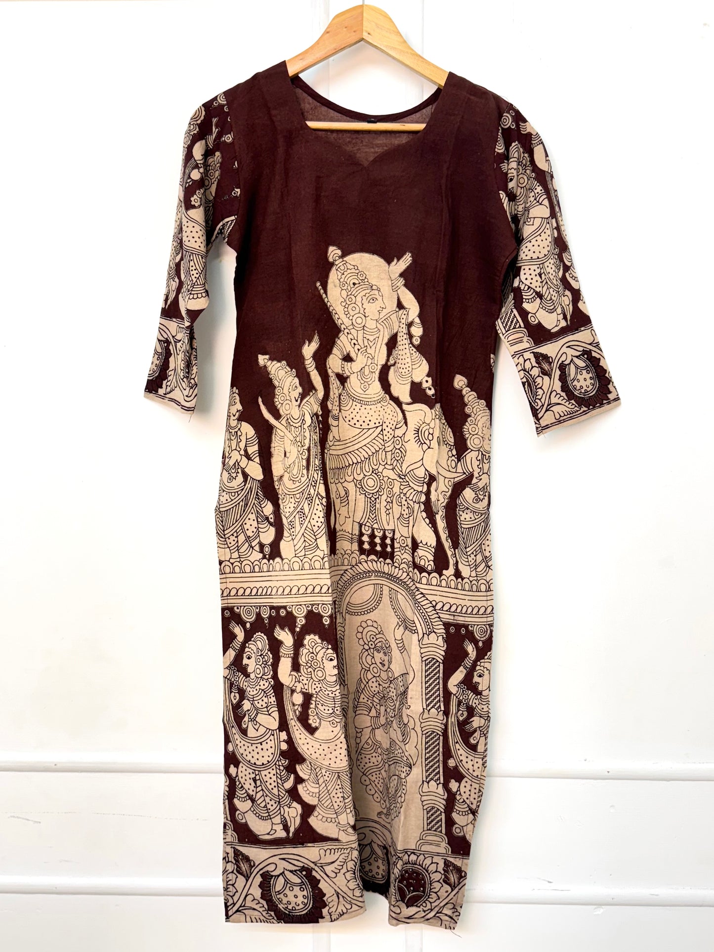 Brown Kalamkaari Printed Kurthi