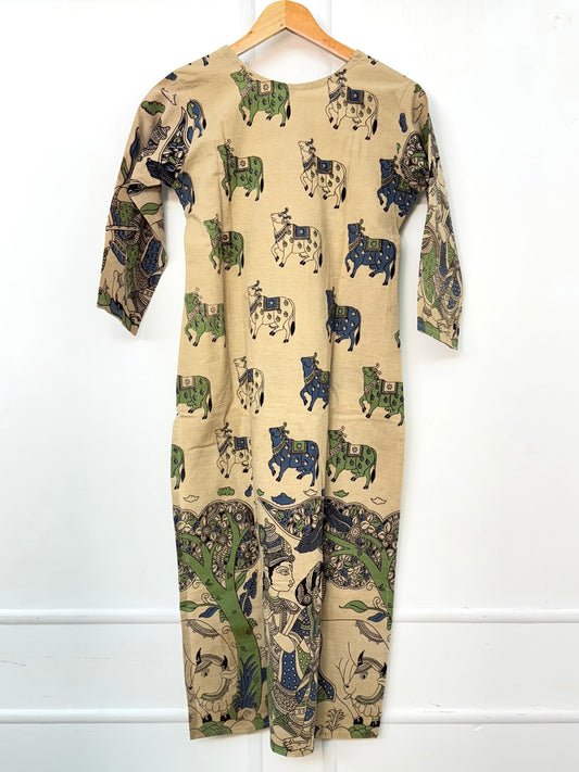 Half-White Kalamkaari Printed Kurthi