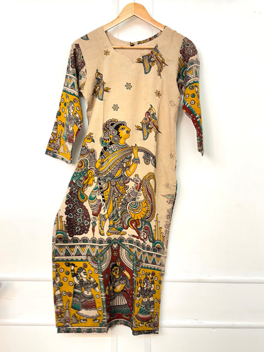 Half-White Kalamkaari Printed Kurthi
