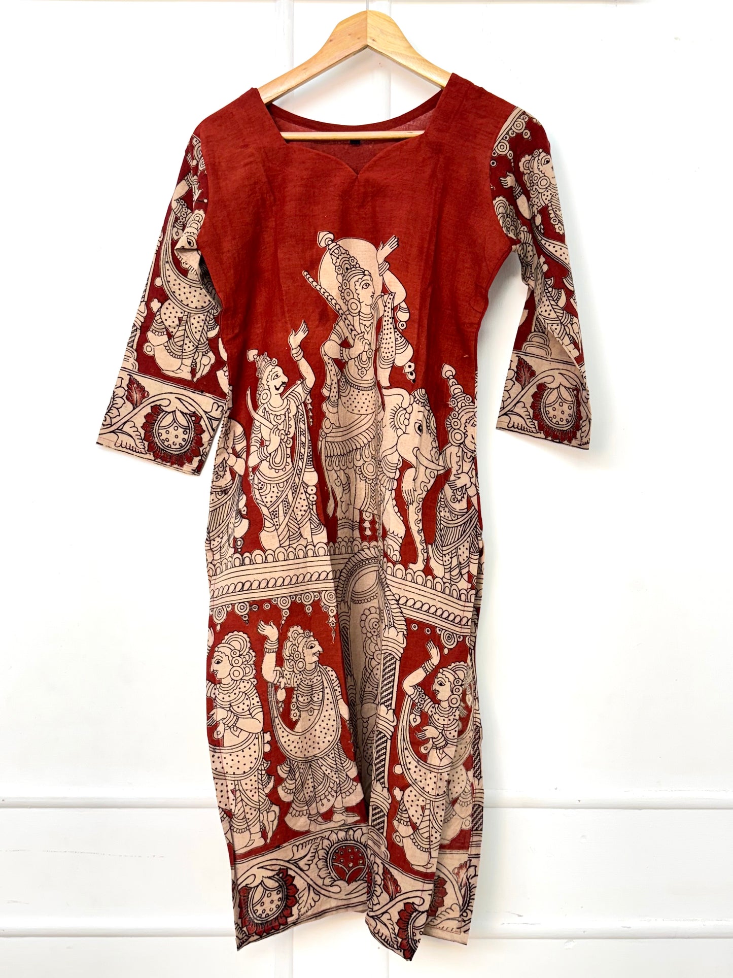 Red Kalamkaari Printed Kurthi